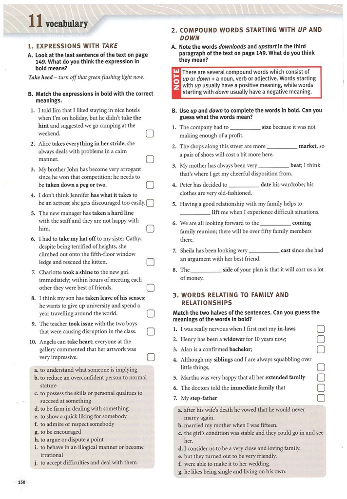 11 Vocabulary (page 150)