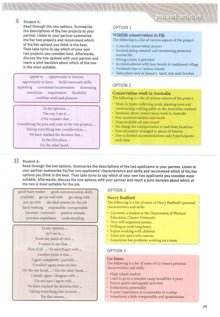 6 Round-up / Pairwork Actıivities (page 175)