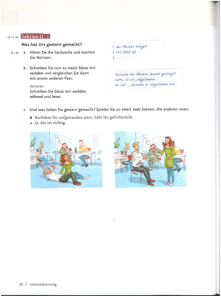 B1.1 Was hat Urs gestern gemacht? (seite 92)