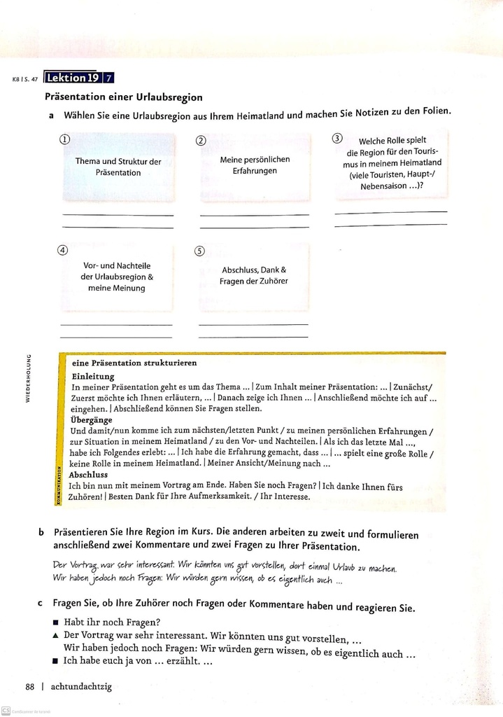 B1.2 Präsentation einer Urlaubsregion (seite 88)
