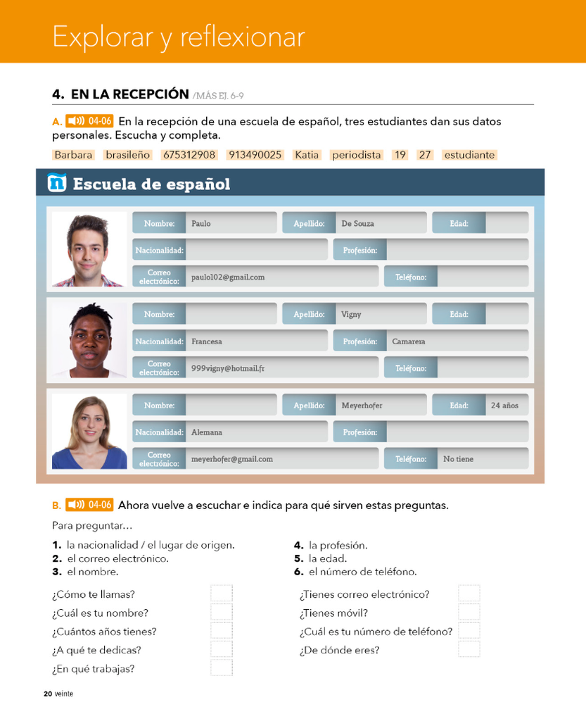 4. EN LA RECEPCIÓN (página 20)