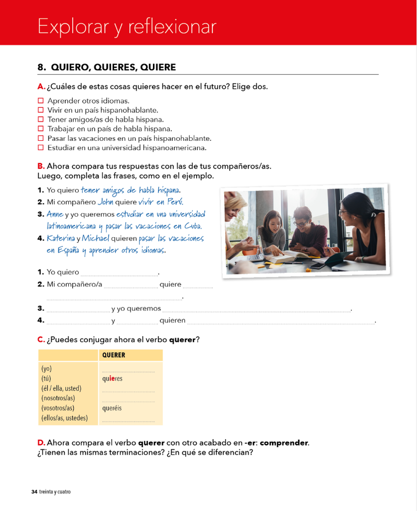 8. QUIERO,  QUIERES,  QUIERE, (página 34)