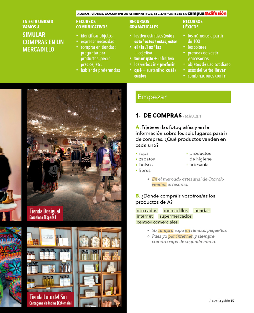 1. DE COMPRAS (página 57)