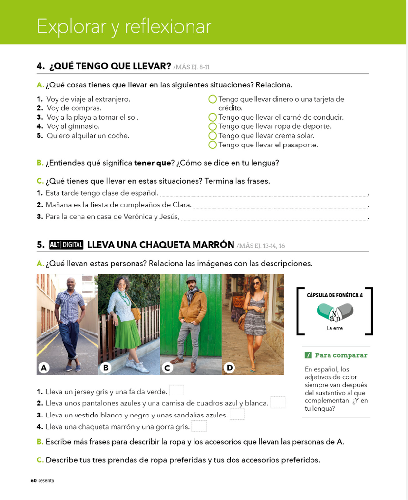 4. ¿QUÉ TENGO QUE LLEVAR? (página 60)