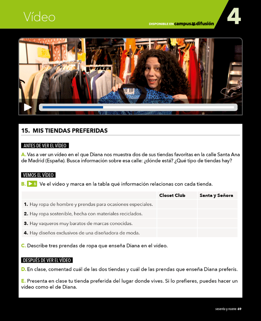 15. MIS TIENDAS PREFERIDAS (página 69)