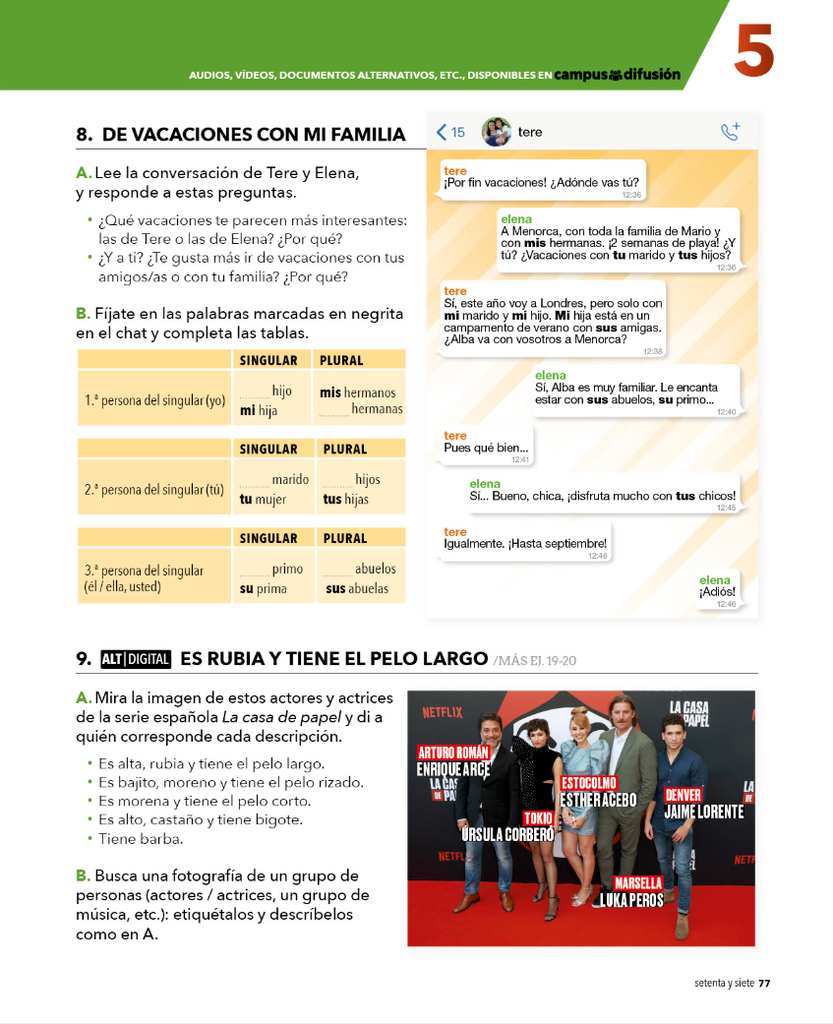 8. DE VACACIONES CON MI FAMILIA (página 77)