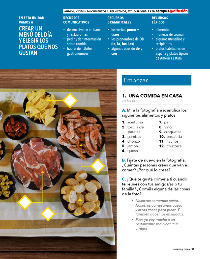 1. UNA COMIDA EN CASA (página 99)