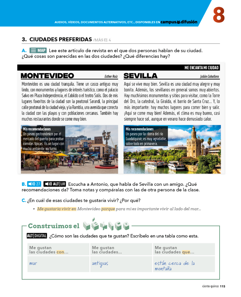 3. CIUDADES PREFERIDAS (página 115)