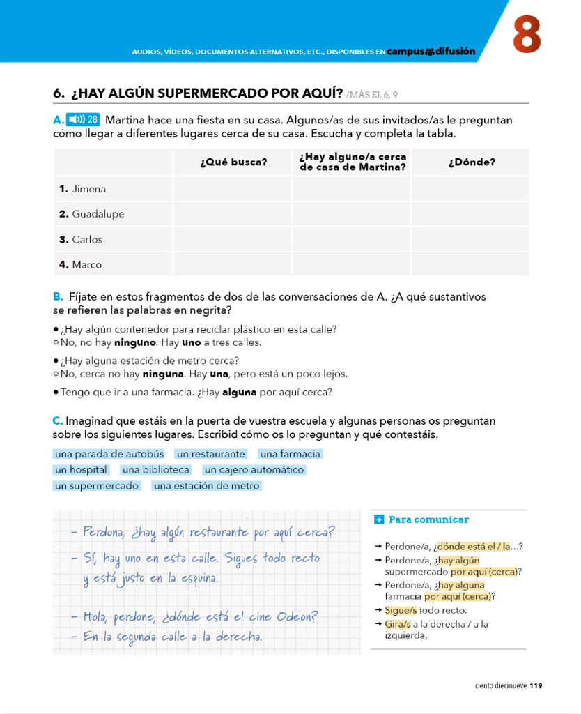 6. ¿HAY ALGUN SUPERMEWRCADO POR AQUI? (página 119)
