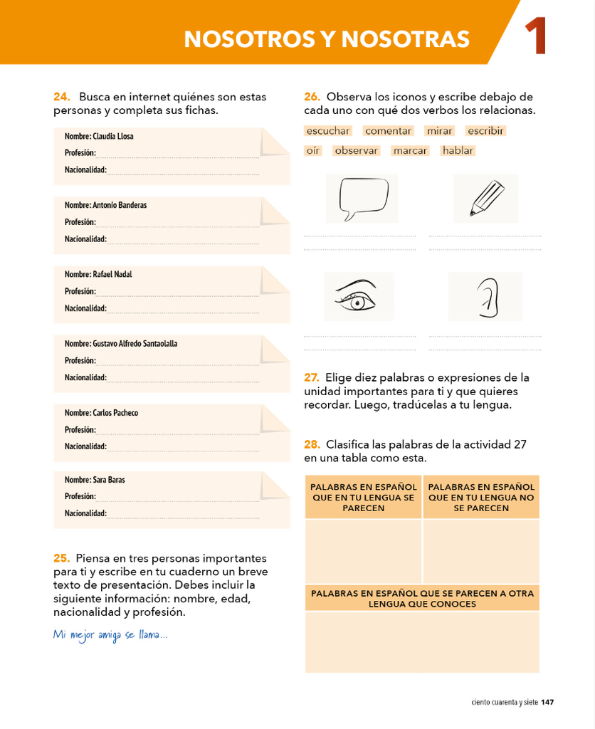 1 NOSOTROS Y NOSOTRAS (página 147)