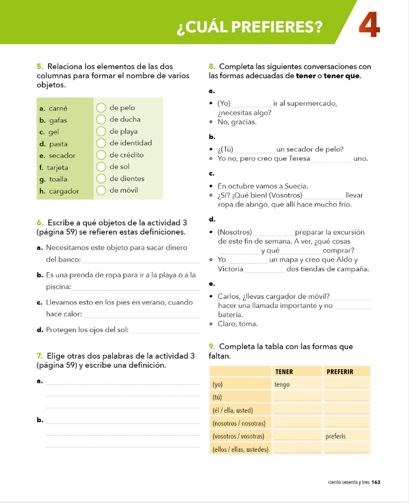 4 ¿CUALES PREFIERES? (página 163)