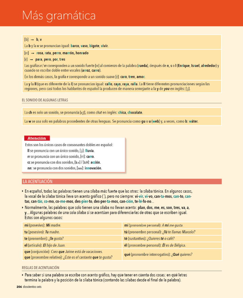 Más gramática (página 206)