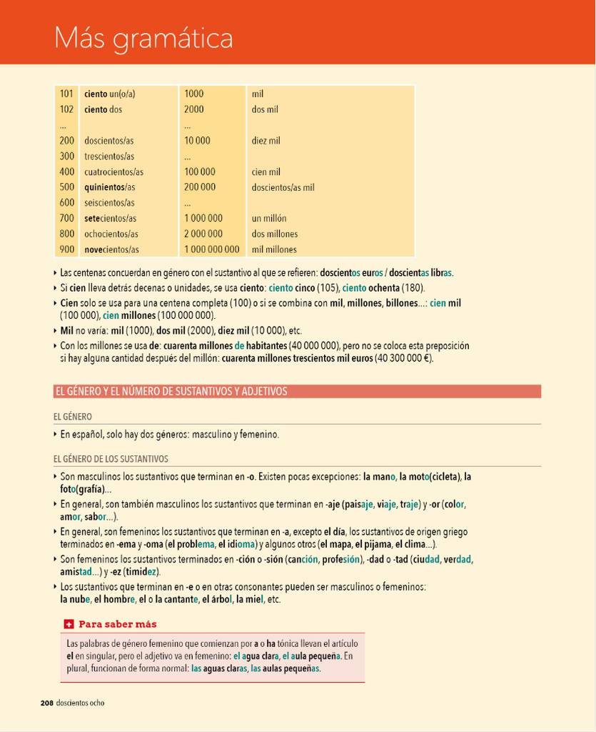 Más gramática (página 208)