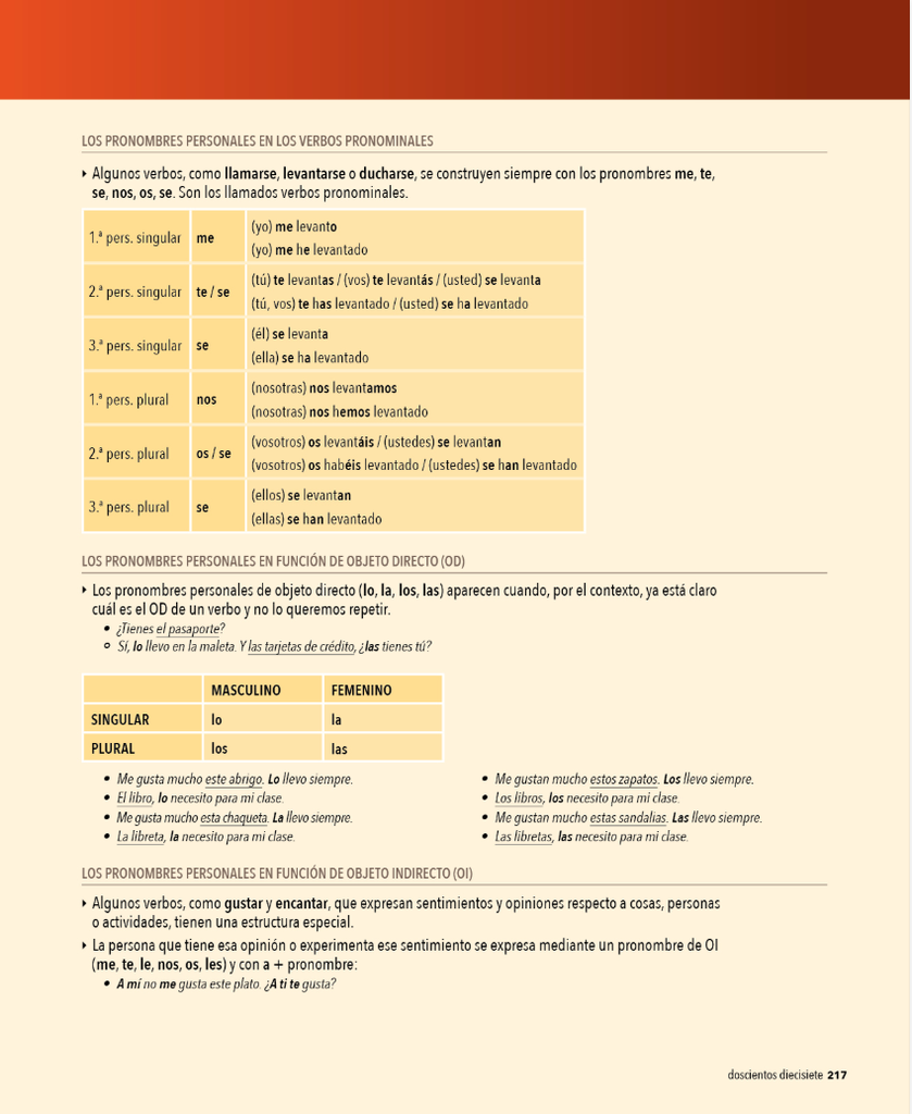 Más gramática (página 217)
