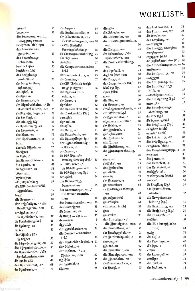 B1.2 WORTLISTE (seite 99)